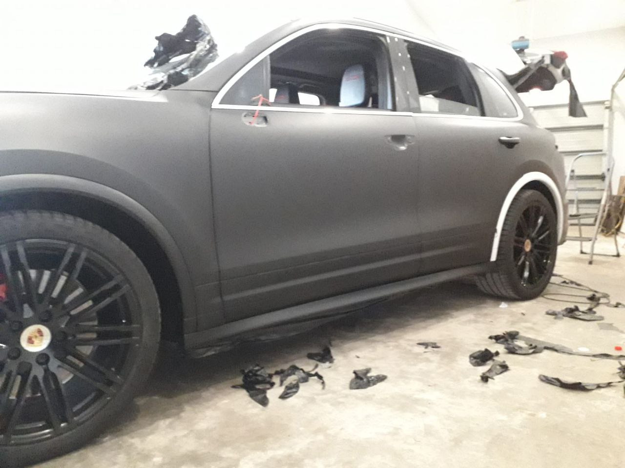 Porsche Cayenne Side Profile in Garage - Color Change Wrap